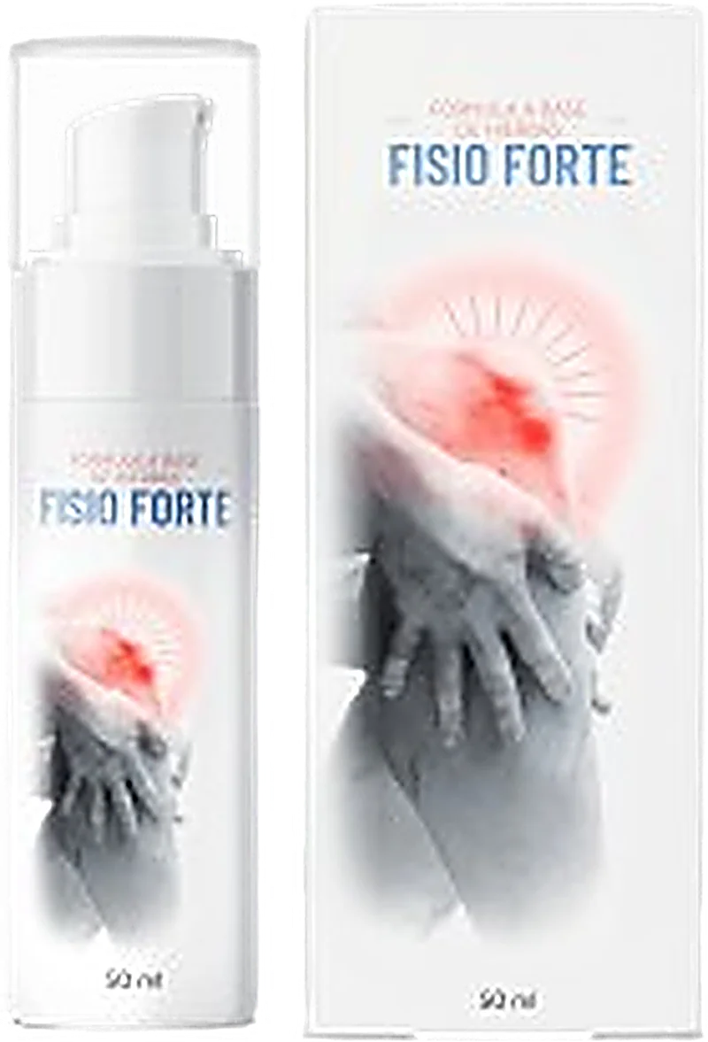 Frasco com doseador de Fisio Forte 50 ml — gel natural para as dores articulares com alecrim, cânfora e capsaicina